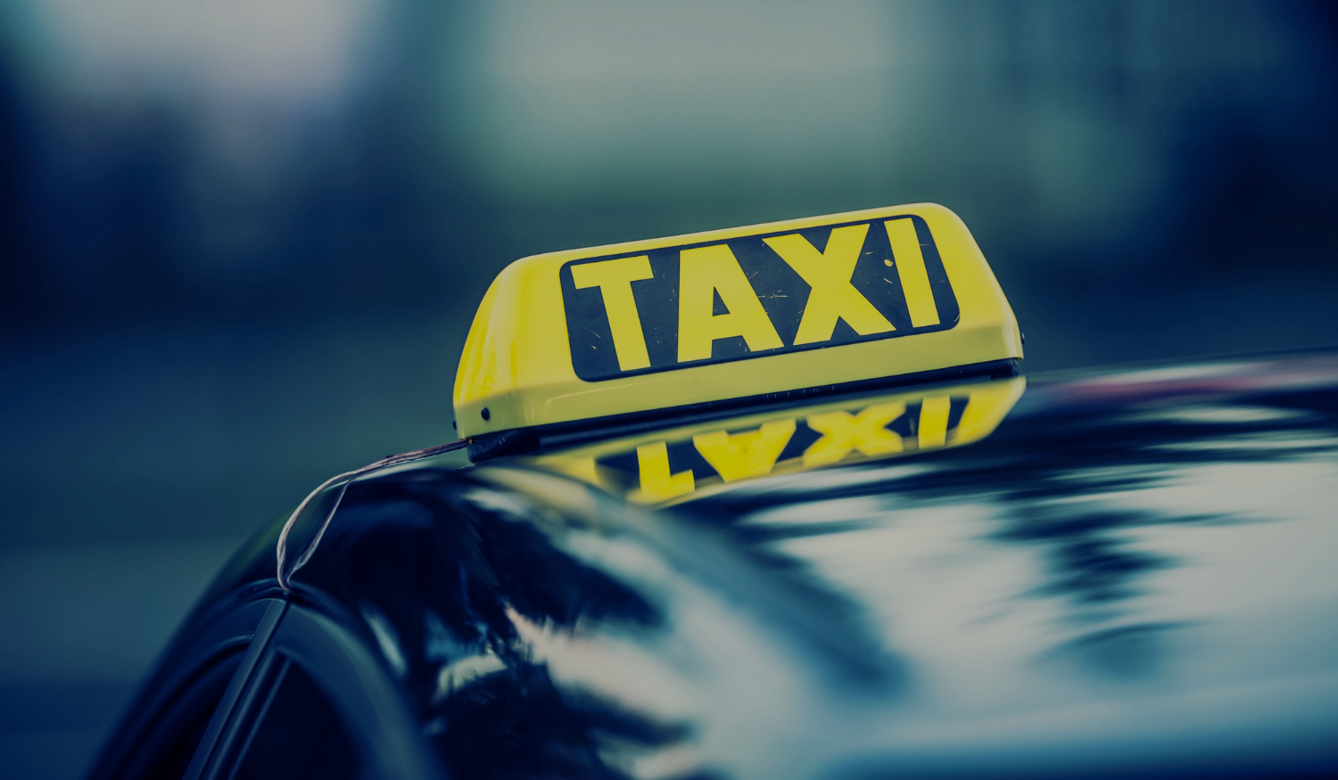 Taxi waiting for passengers outside an airport