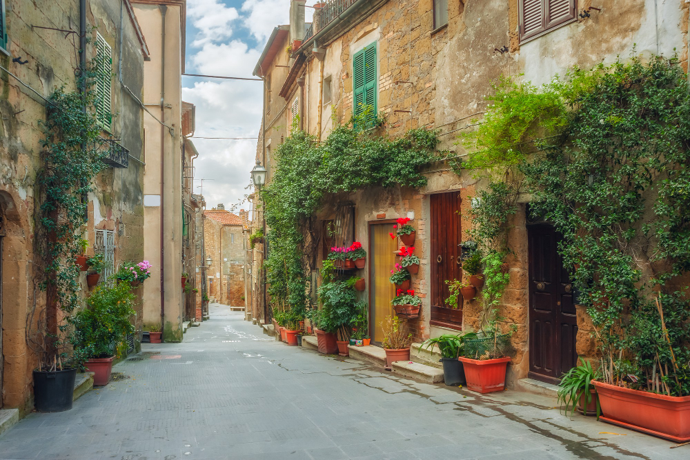 A quiet street in an ancient Italian town