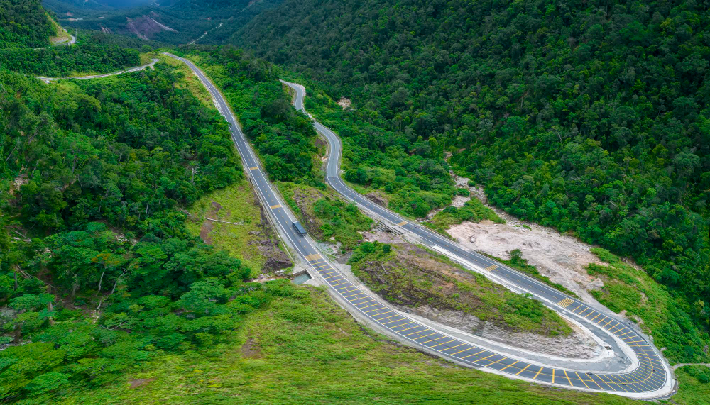 Mountain pass road in Vietnam