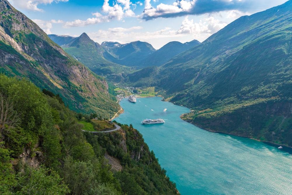 Geirangerfjord in Norway seen from the Ornesvingen viewpoint