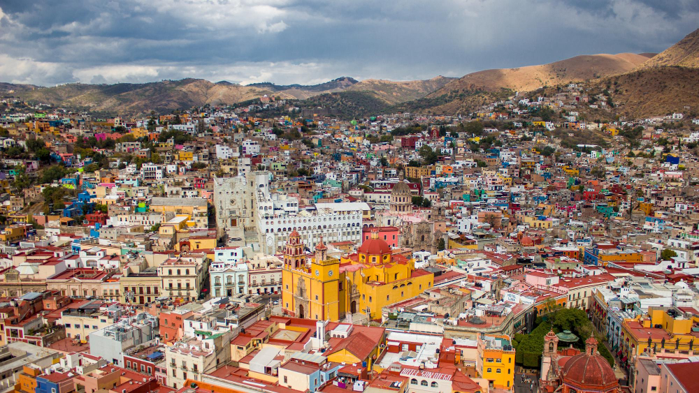 Colorful street scene in Mexico