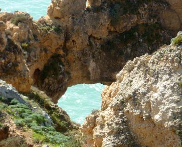 Limestone cliffs on the Algarve coast in southern Portugal