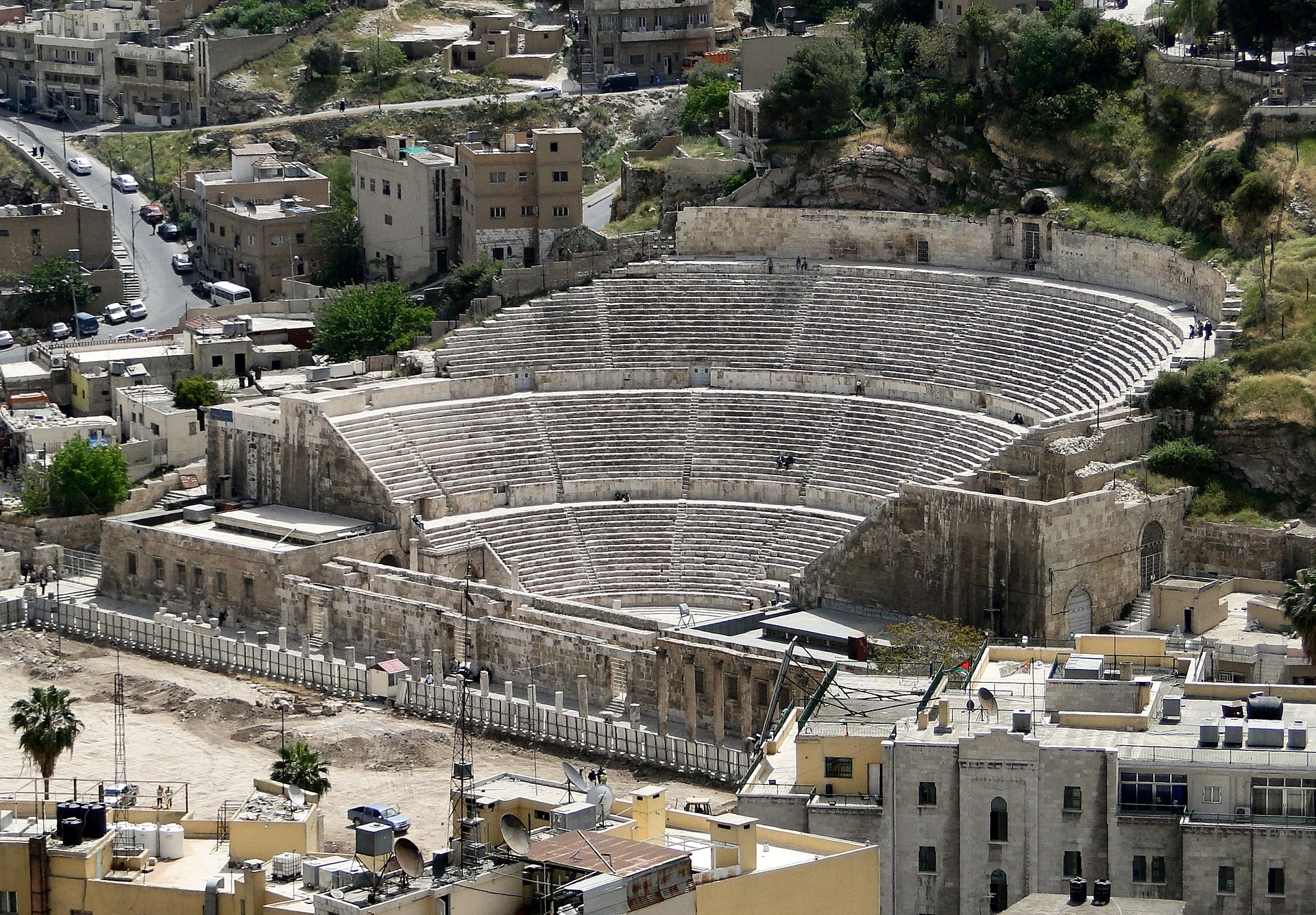 The restored Roman Theatre carved into the hillside in downtown Amman