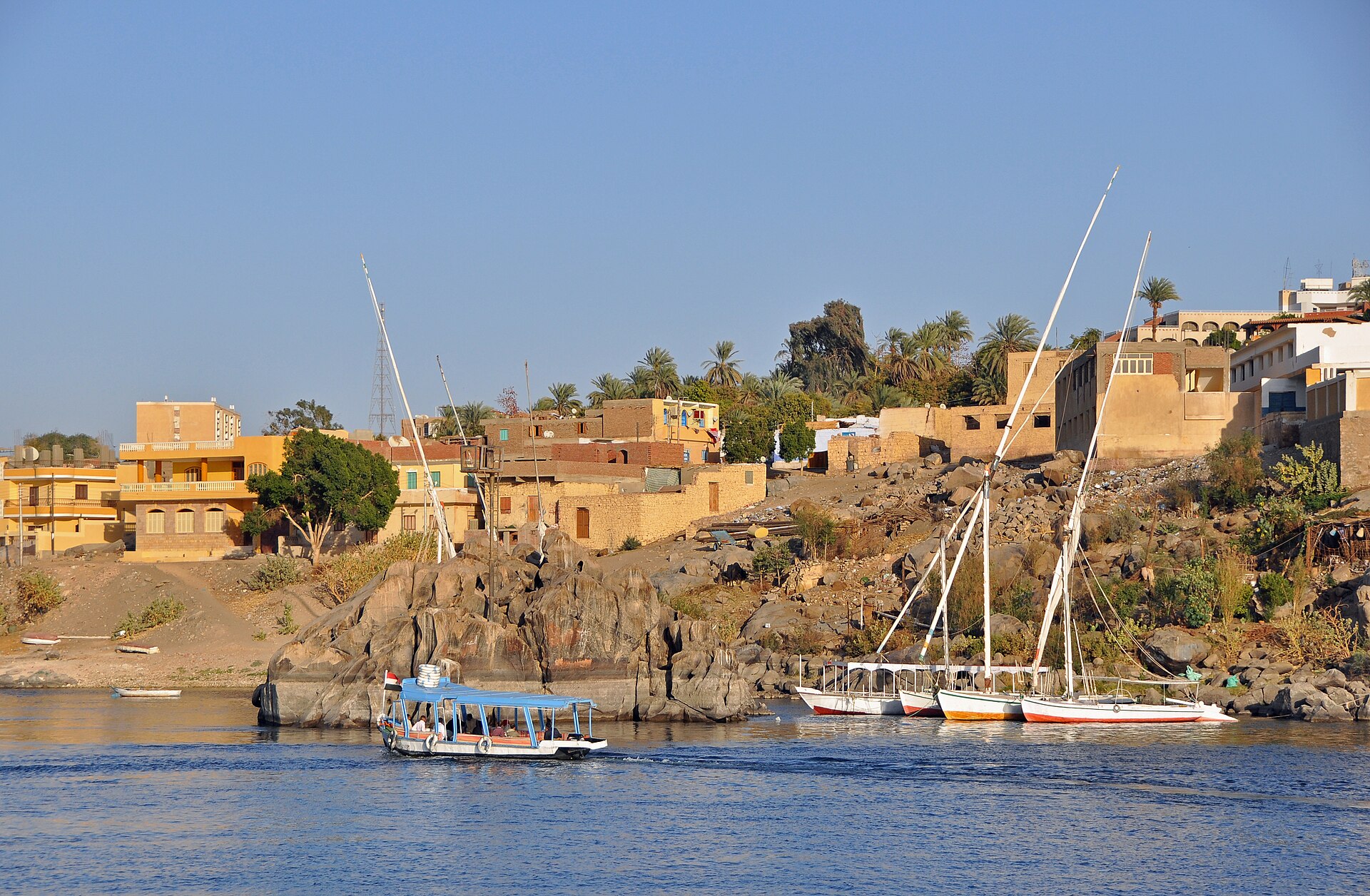 The Nile with feluccas on the water