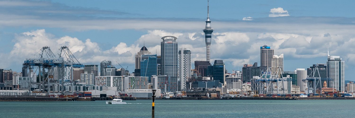Auckland city skyline and Sky Tower seen from Devonport