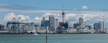 Auckland city skyline and Sky Tower seen from Devonport
