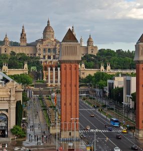 Avinguda de la Reina Maria Cristina in Barcelona, Spain