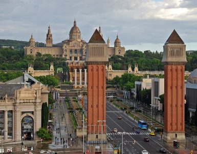 Avinguda de la Reina Maria Cristina in Barcelona, Spain