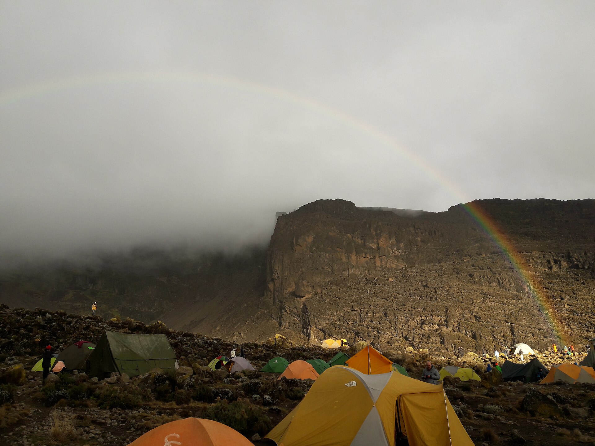 Rainbow over the Barranco Wall above Barranco Camp on Kilimanjaro