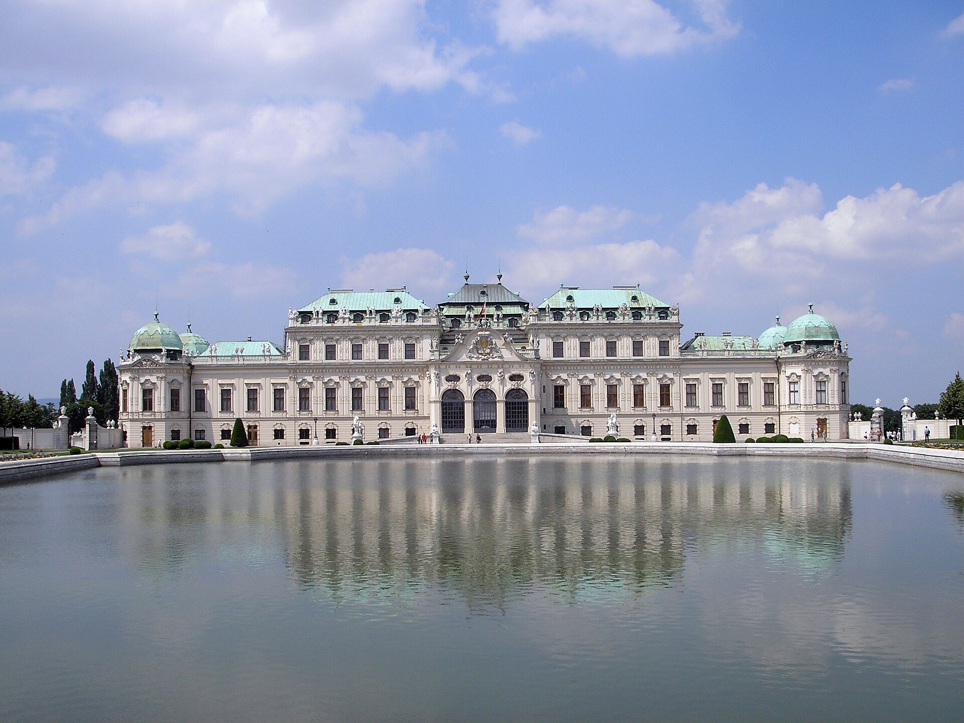 Upper Belvedere palace in Vienna reflected in the garden pond