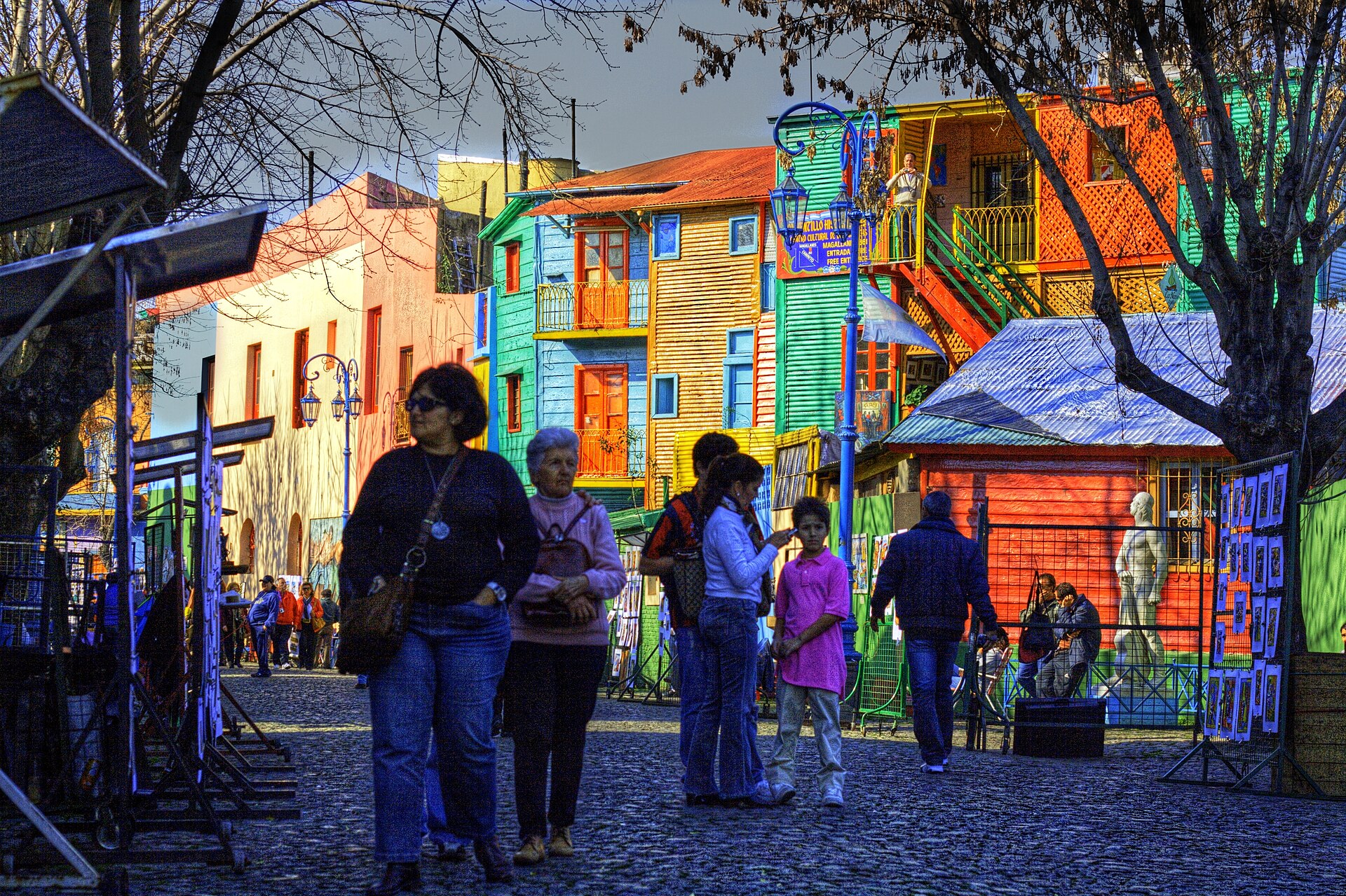 Brightly painted houses along Caminito in the La Boca neighbourhood of Buenos Aires