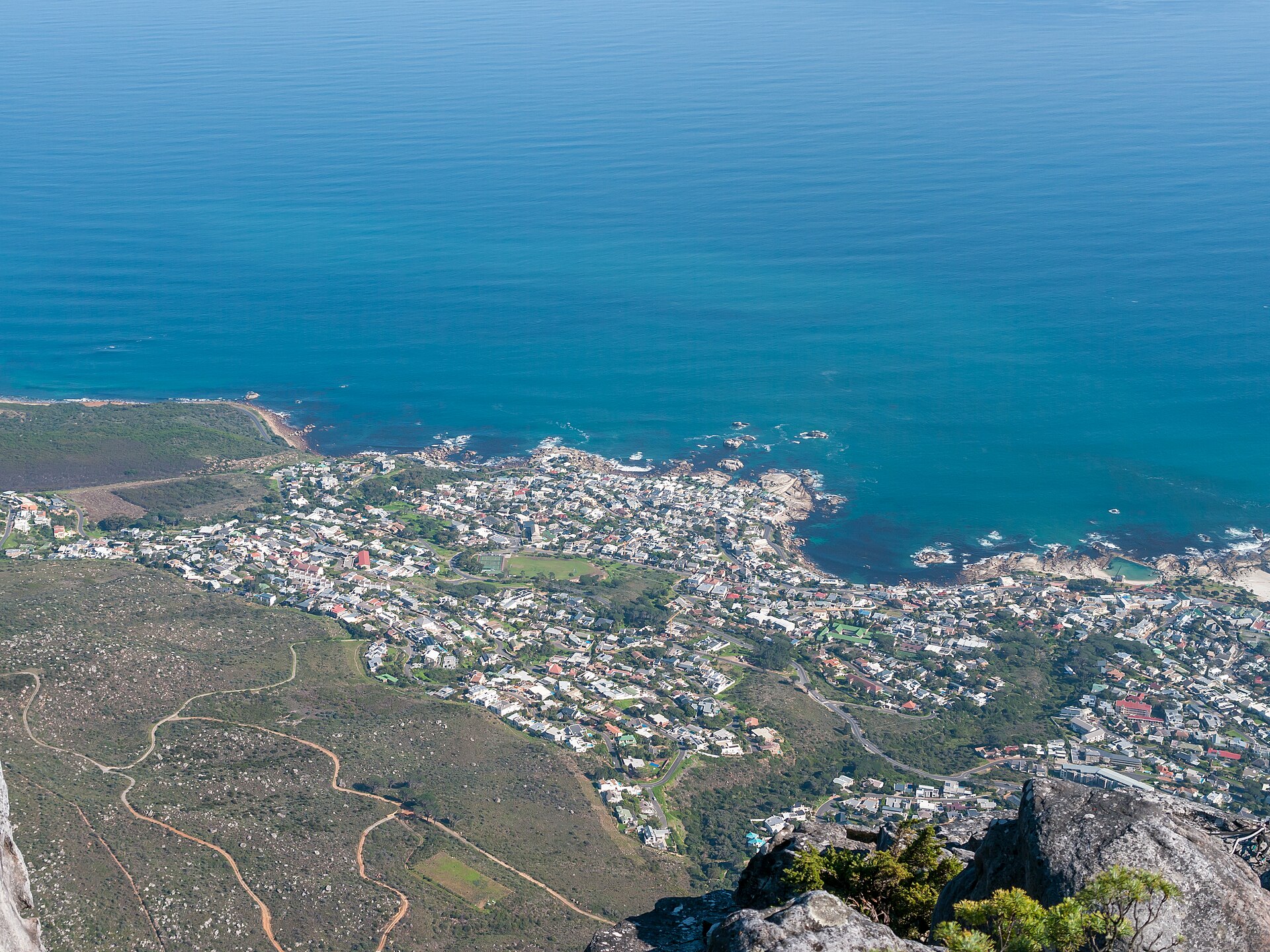 Camps Bay beach below the Twelve Apostles ridge in Cape Town