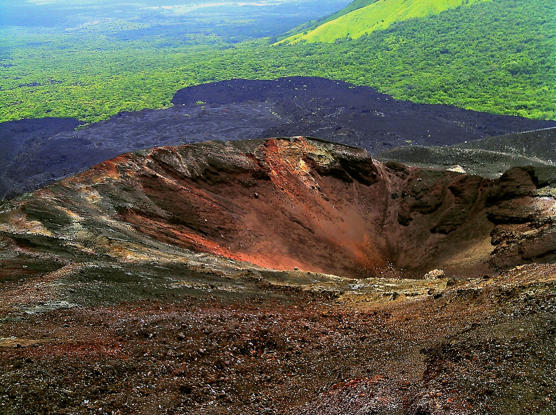 The crater of Cerro Negro volcano near Leon, Nicaragua