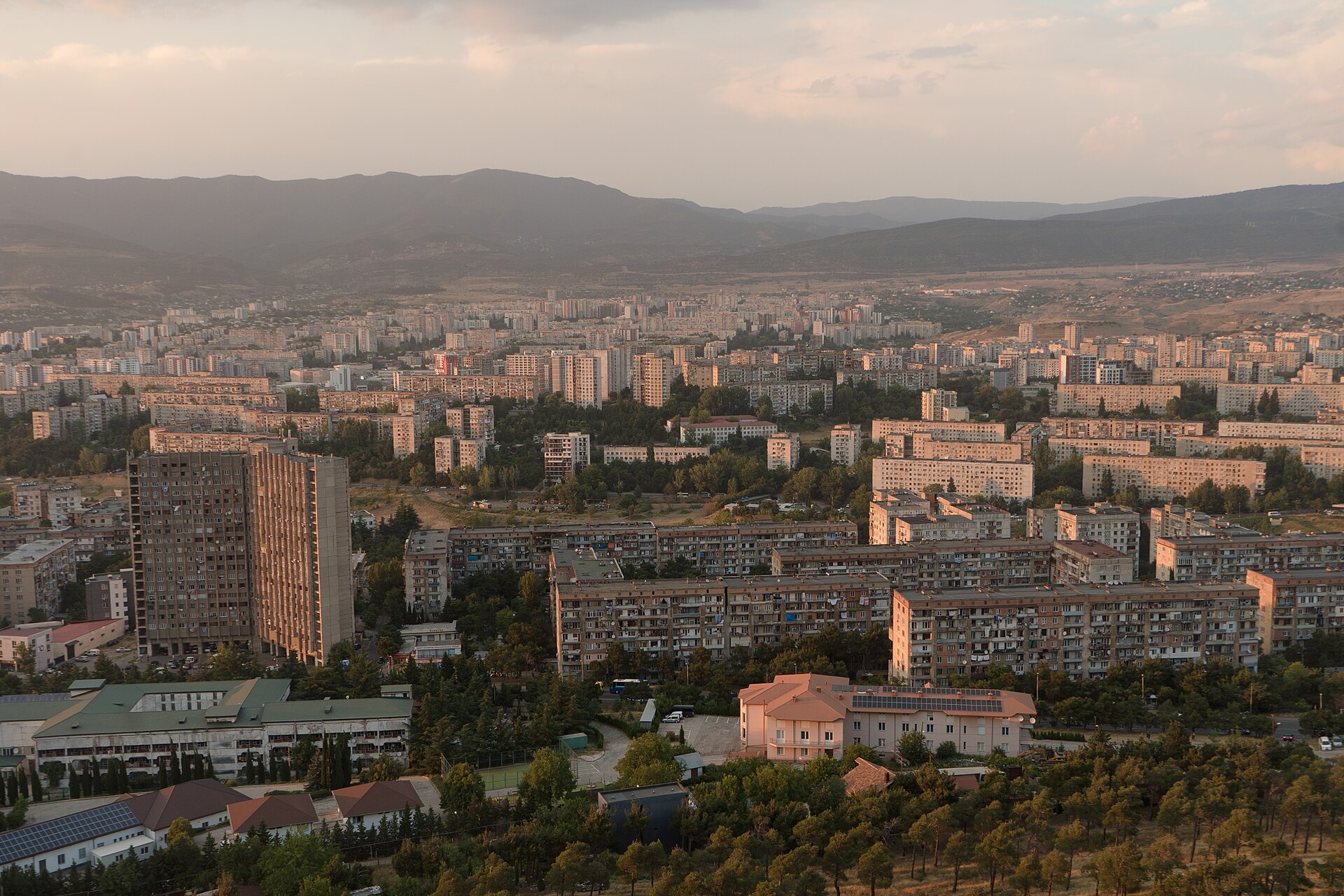 View over Tbilisi and the reservoir from the Chronicle of Georgia monument