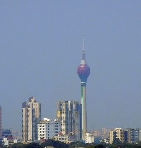 The Colombo skyline of high-rise towers seen across the water