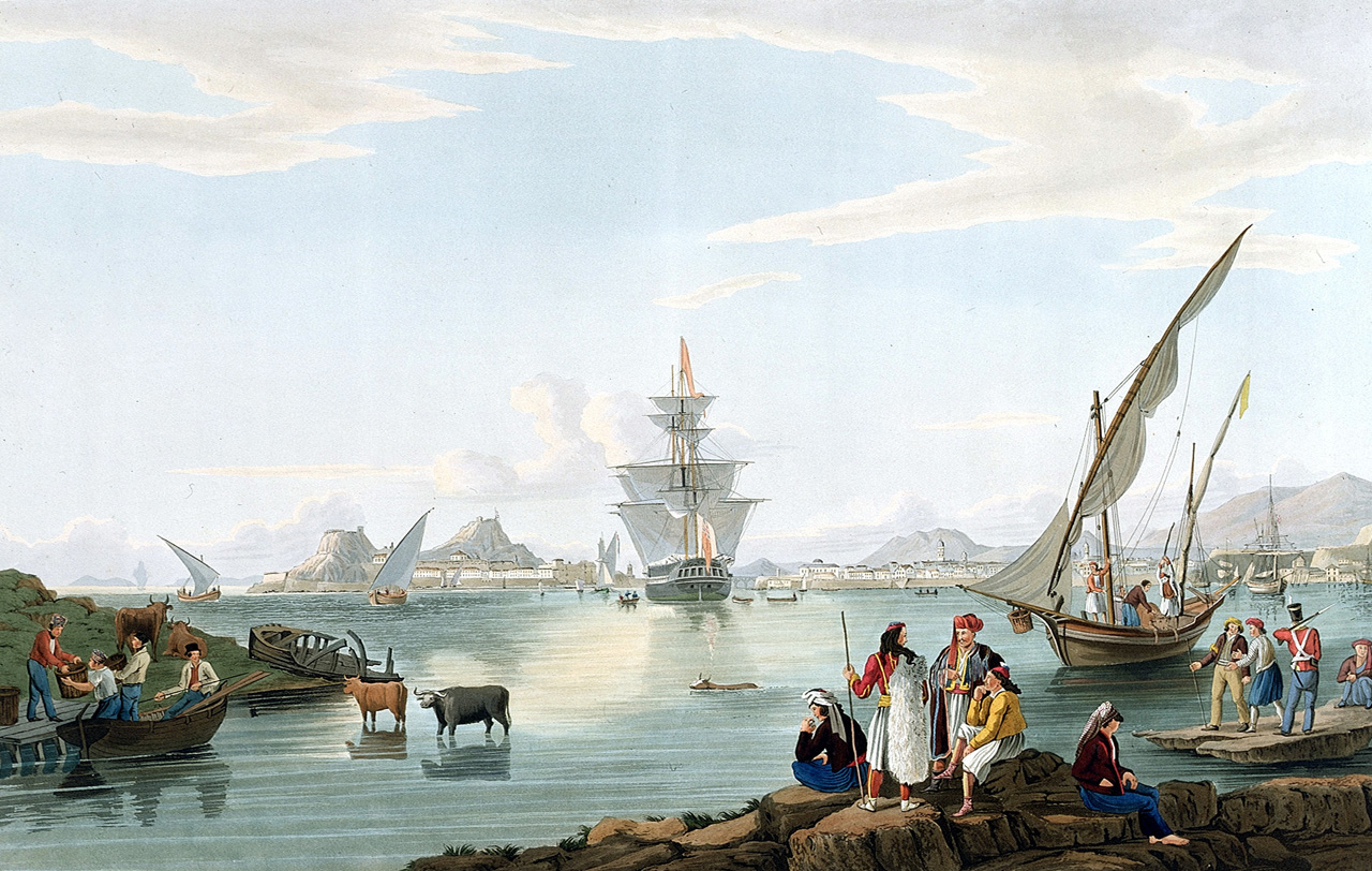The harbour and Venetian fortress at Corfu Town
