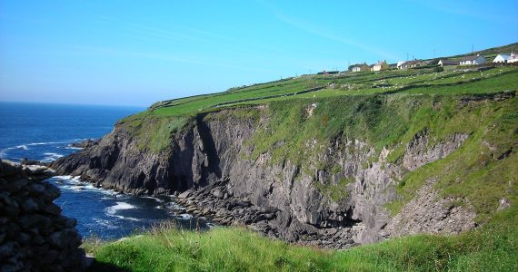 View over the Atlantic coastline from Dunbeg Fort on the Dingle Peninsula