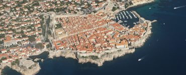 Aerial view of the walled Old Town of Dubrovnik in southern Croatia