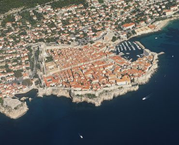 Aerial view of the walled Old Town of Dubrovnik in southern Croatia