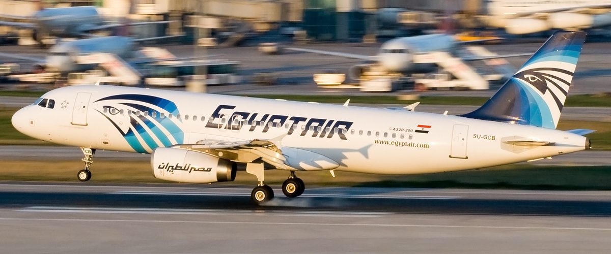 An EgyptAir Airbus A320 on the apron