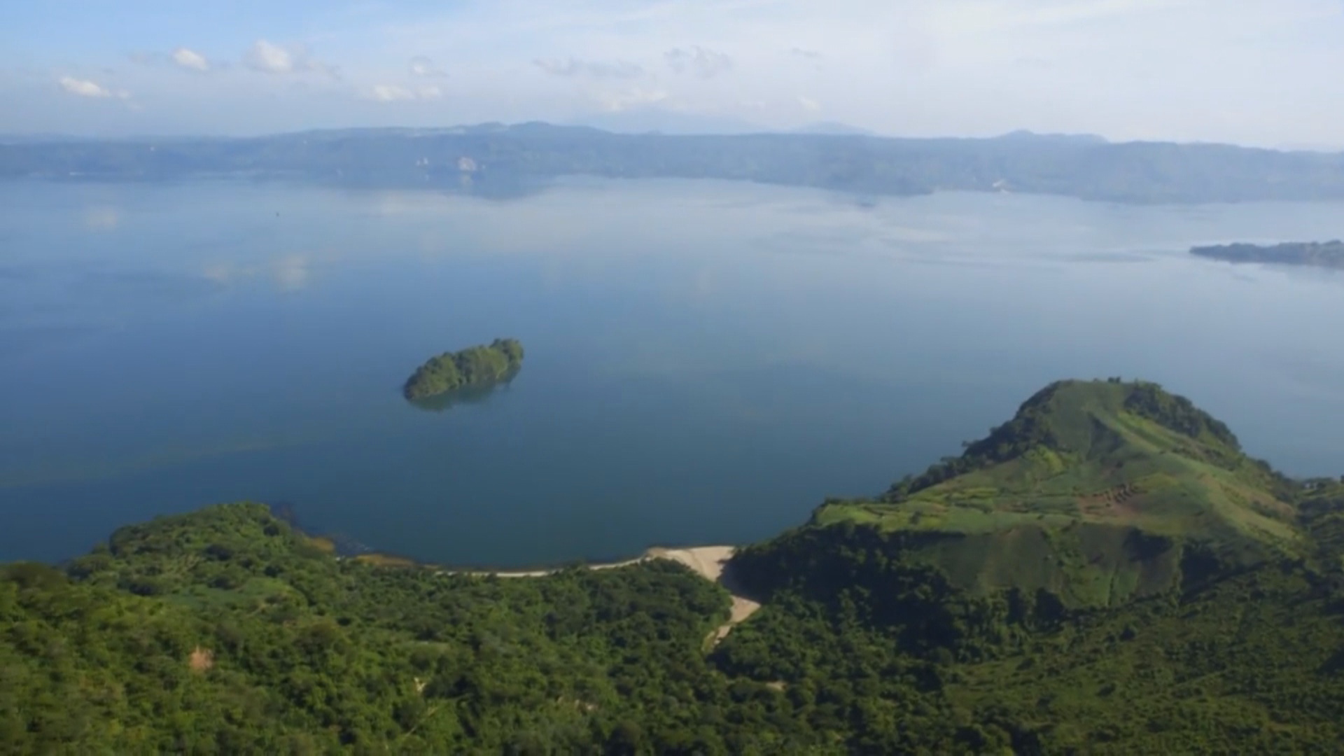 Lake Ilopango, a volcanic crater lake east of San Salvador