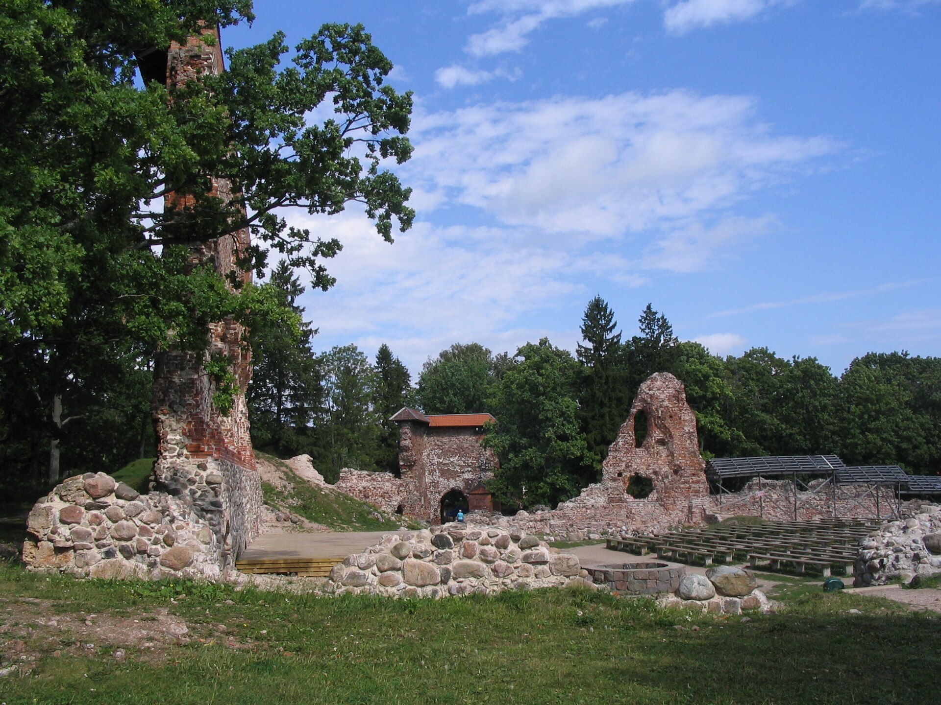 The ruins of Viljandi Castle above the lake, Estonia