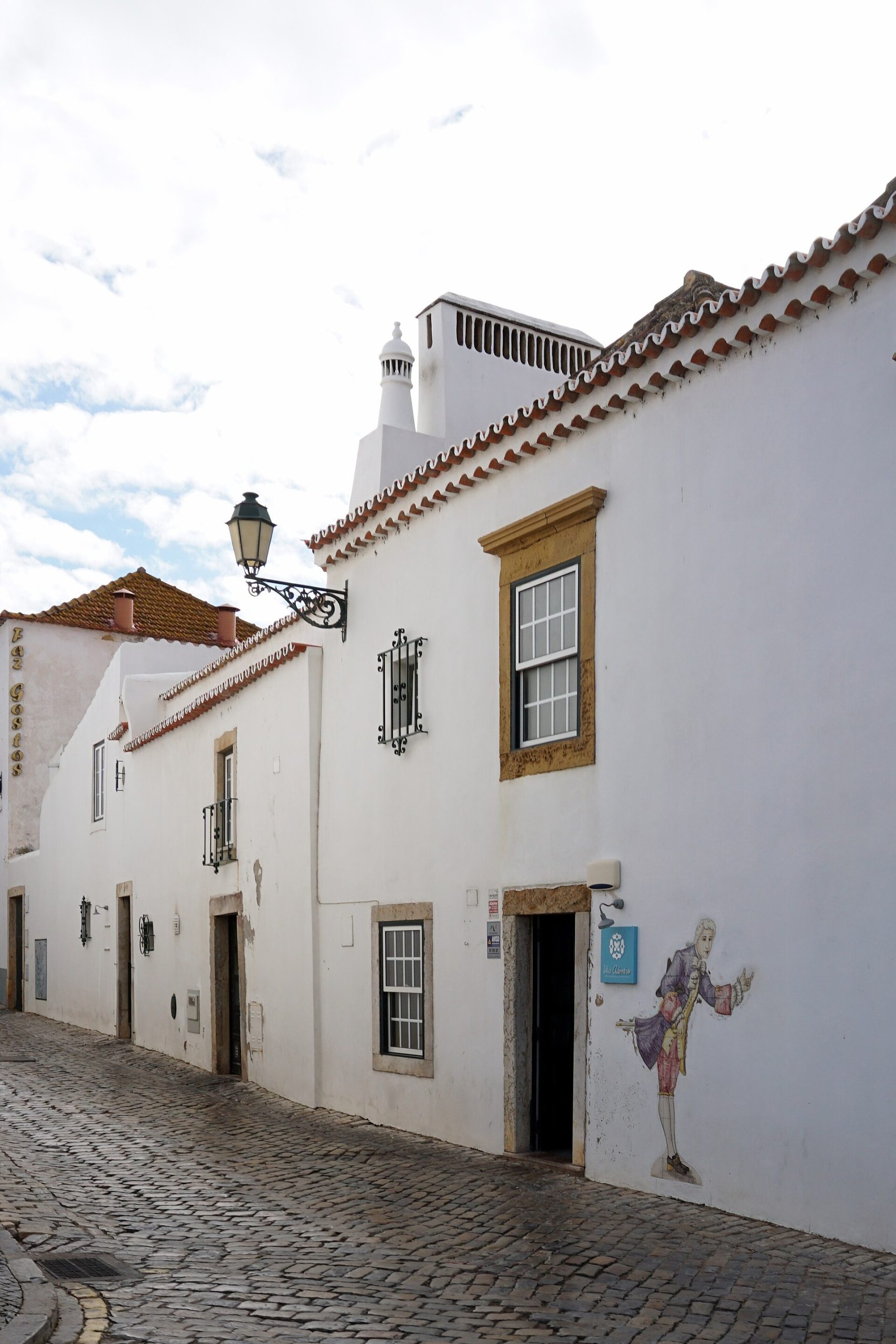 Cobbled street in the old town of Faro, Portugal