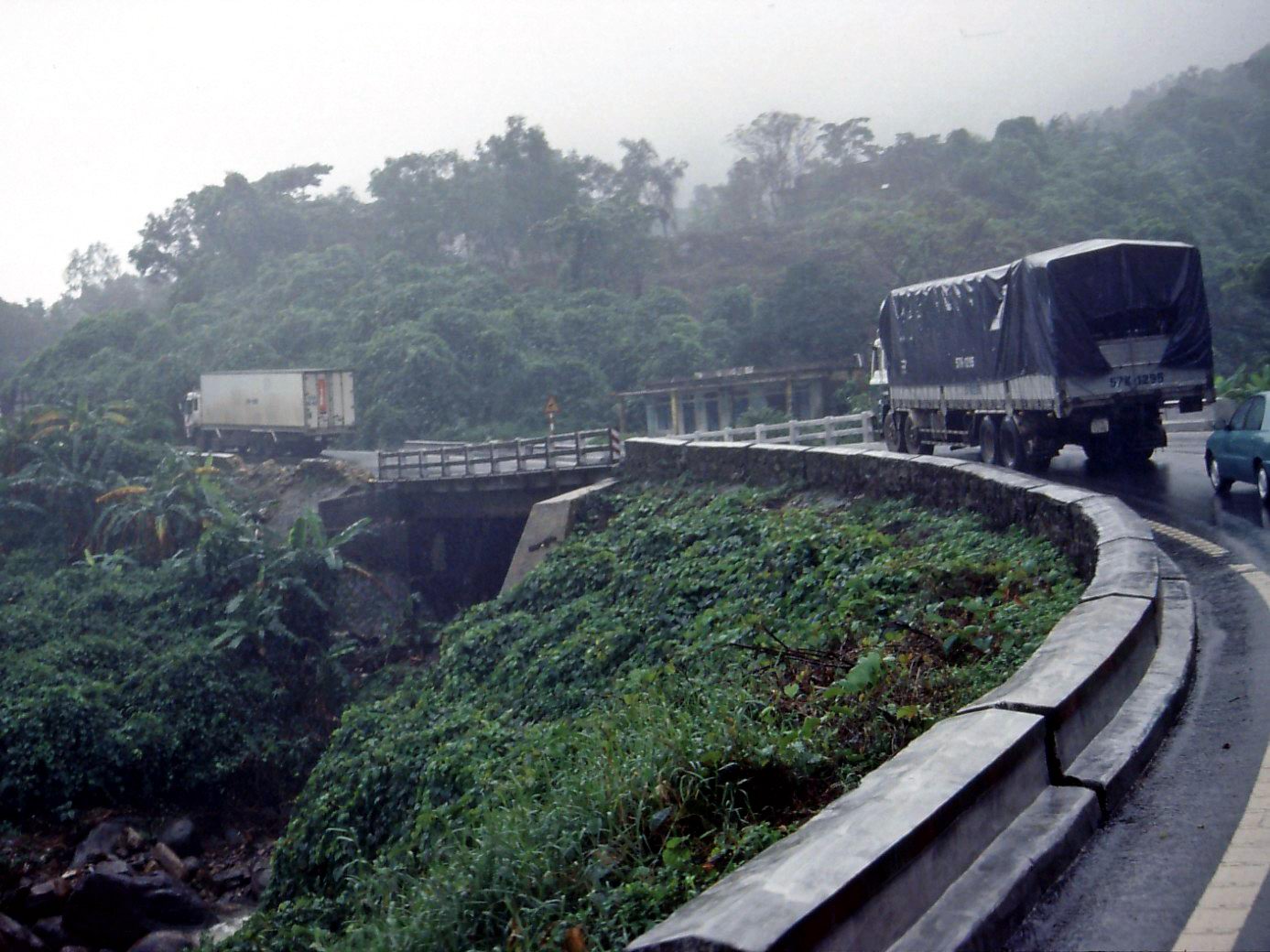 The Hai Van Pass winding along the coast between Da Nang and Hue in Vietnam