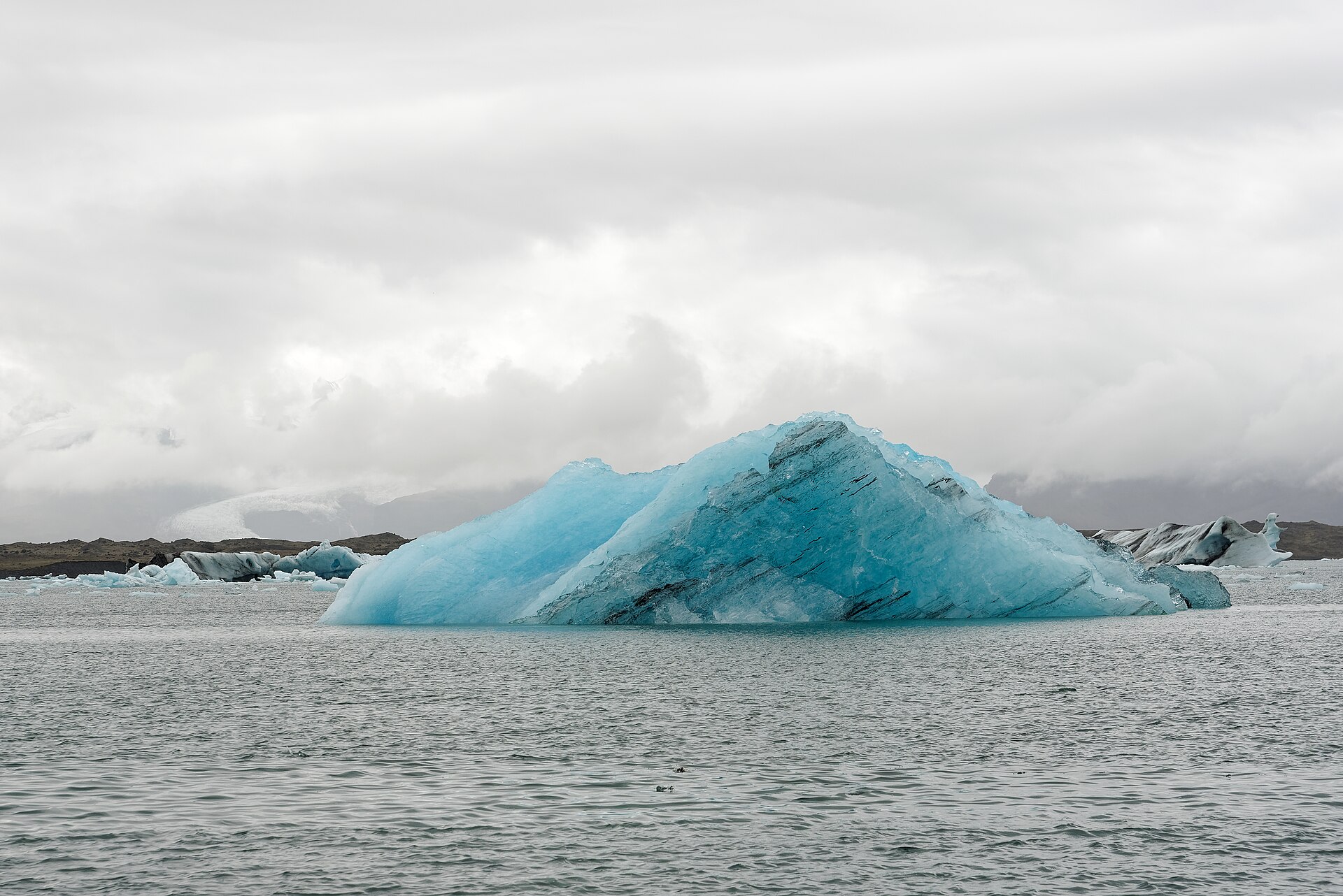 Icebergs floating in the Jokulsarlon glacier lagoon in south-east Iceland