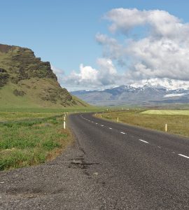Iceland Route 1 crossing open country in the south of the island