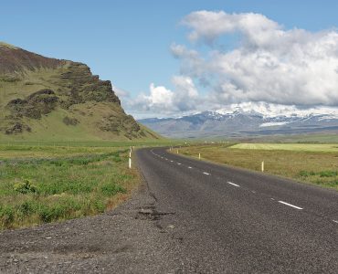 Iceland Route 1 crossing open country in the south of the island