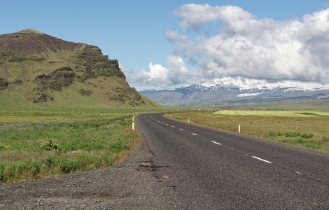 Iceland Route 1 crossing open country in the south of the island