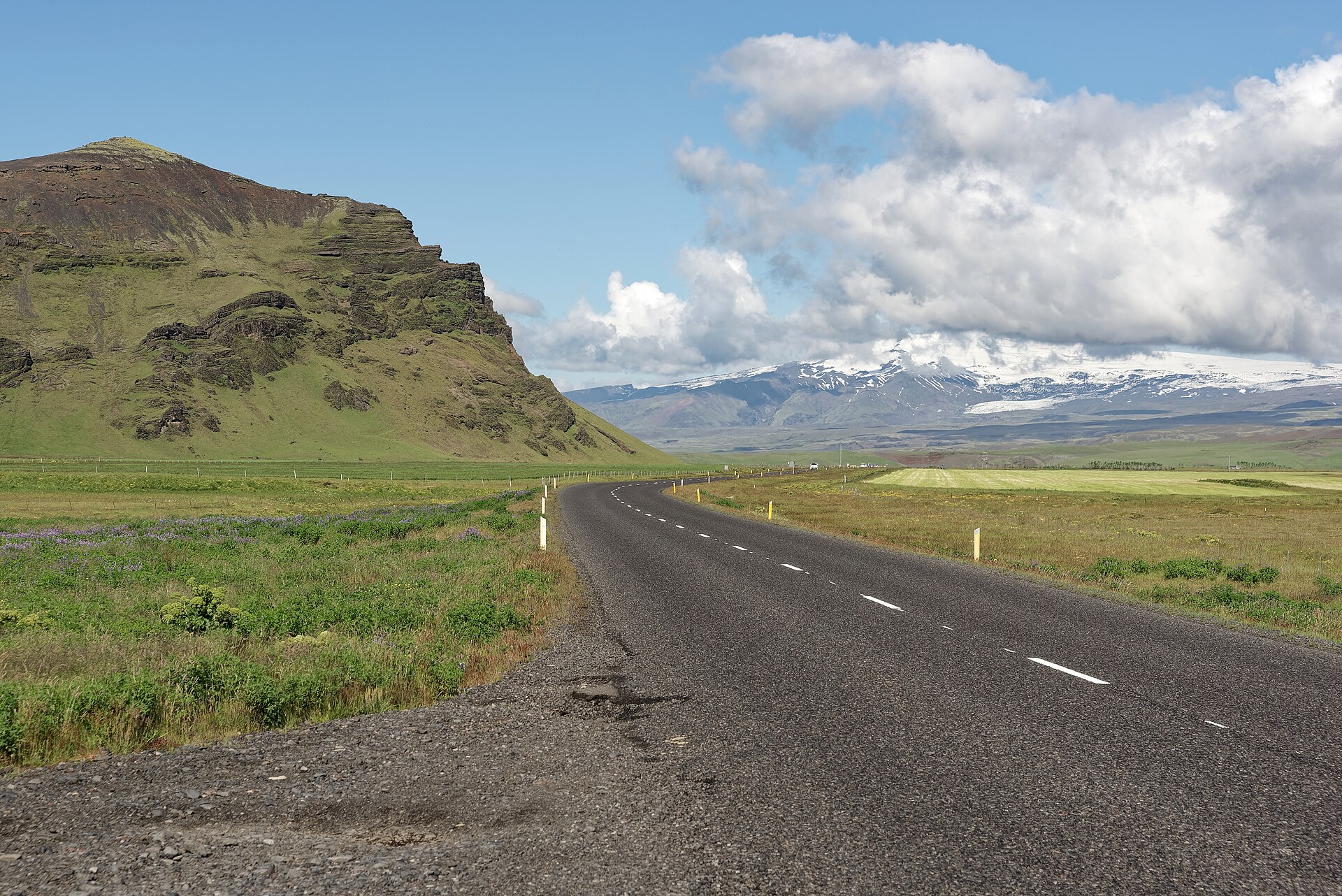 Iceland Route 1 crossing open country in the south of the island