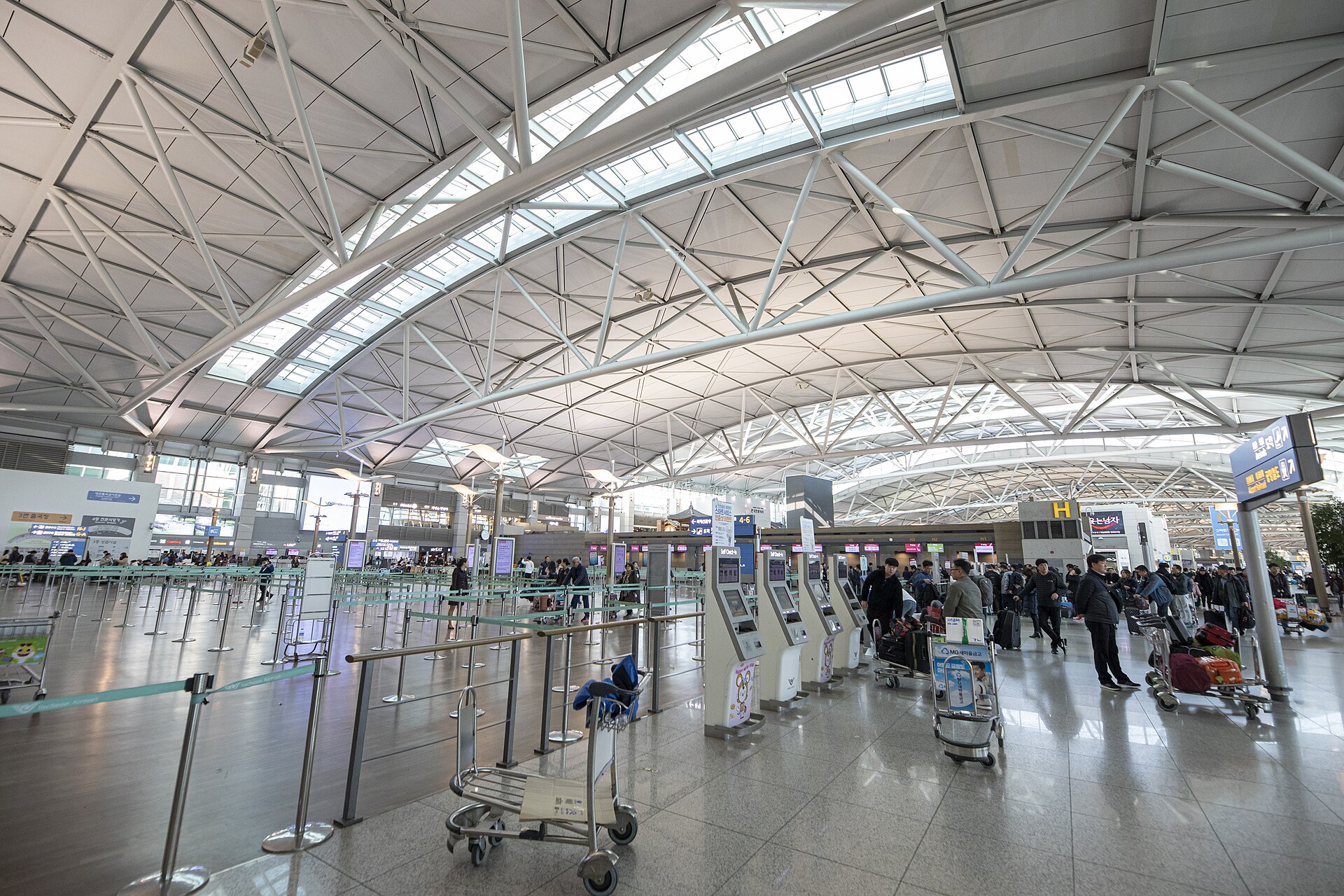 Departure hall at Incheon International Airport Terminal 1 near Seoul