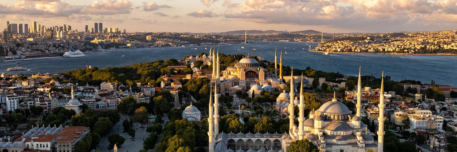 The historical peninsula and modern skyline of Istanbul, Turkey