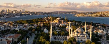 The historical peninsula and modern skyline of Istanbul, Turkey