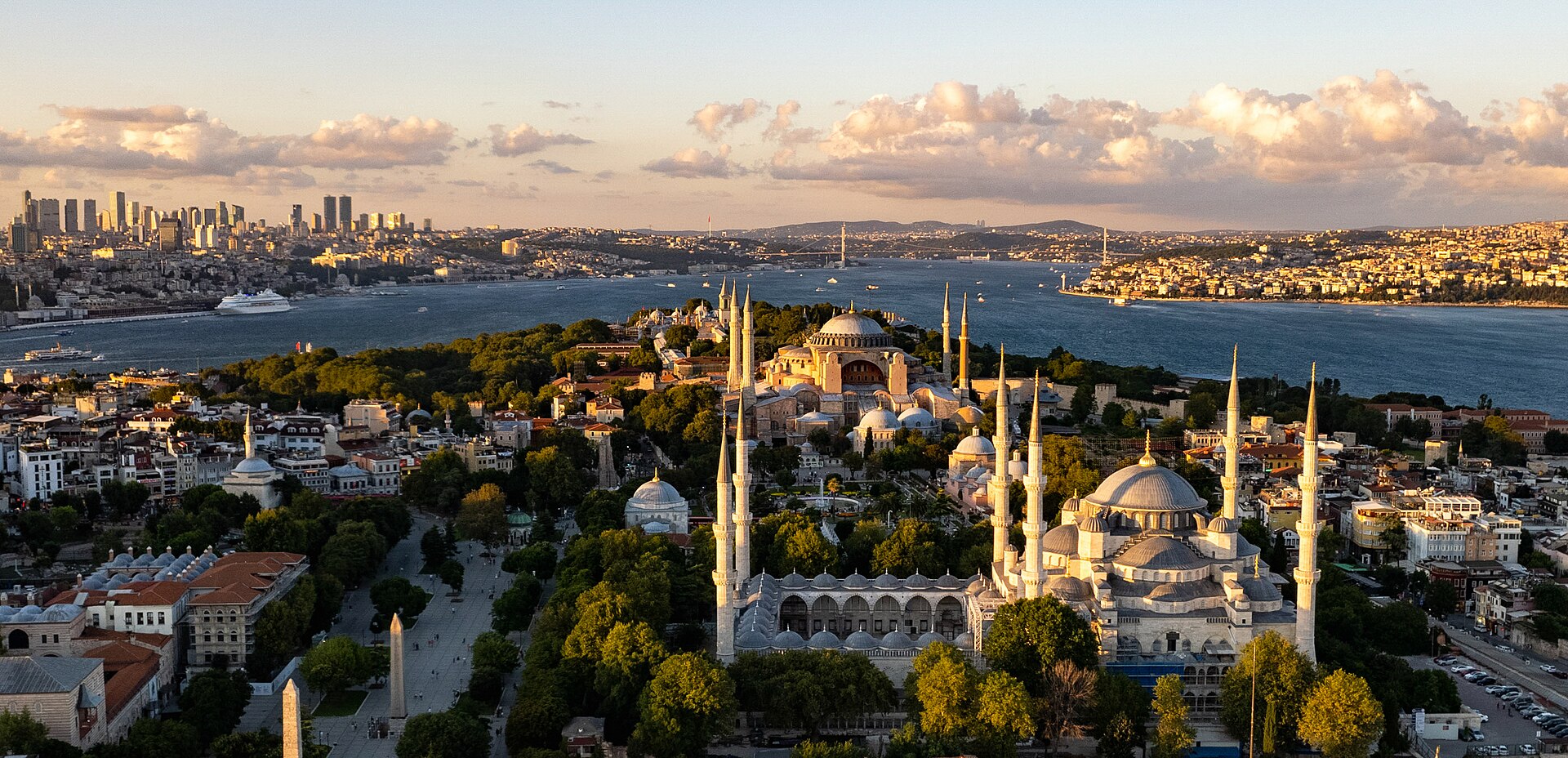 The historical peninsula and modern skyline of Istanbul, Turkey