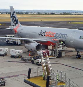 Jetstar Airbus A320 on stand at an Australian domestic airport