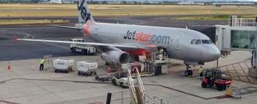 Jetstar Airbus A320 on stand at an Australian domestic airport
