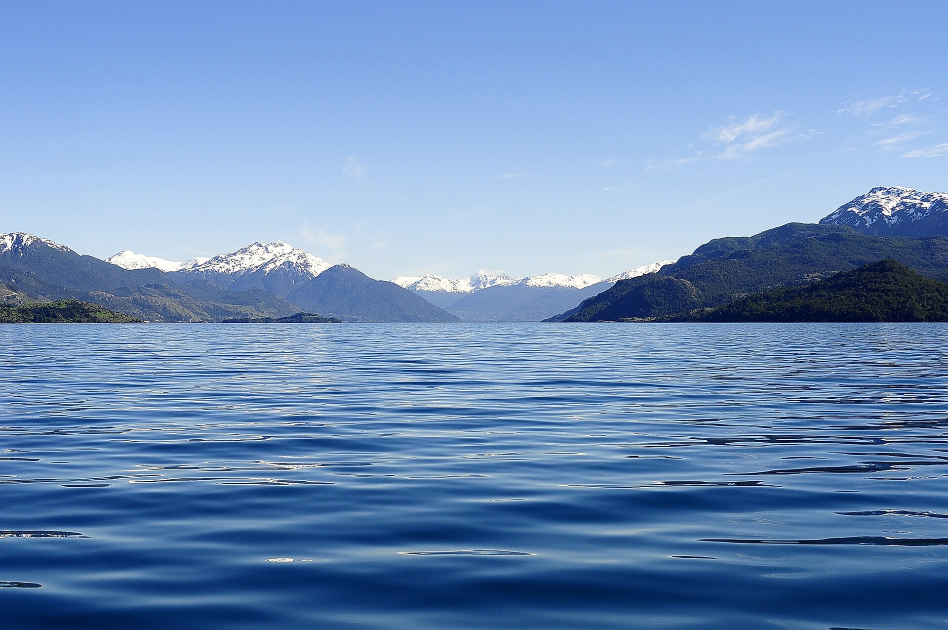 The turquoise water of Lago General Carrera on the Chilean side of Patagonia