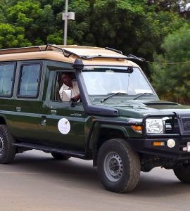 A Toyota Land Cruiser fitted out as a safari vehicle in Kenya