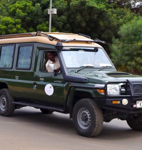A Toyota Land Cruiser fitted out as a safari vehicle in Kenya
