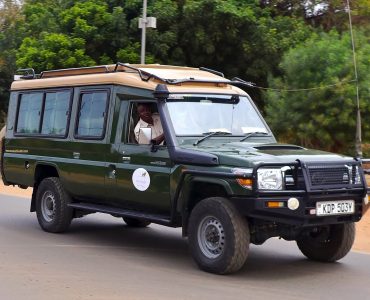 A Toyota Land Cruiser fitted out as a safari vehicle in Kenya