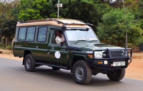 A Toyota Land Cruiser fitted out as a safari vehicle in Kenya