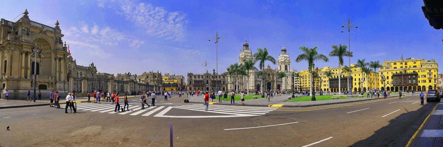 The Plaza de Armas in the historic centre of Lima, Peru