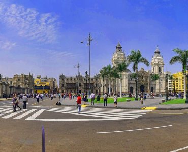 The Plaza de Armas in the historic centre of Lima, Peru