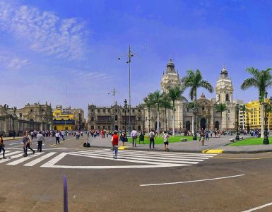 The Plaza de Armas in the historic centre of Lima, Peru
