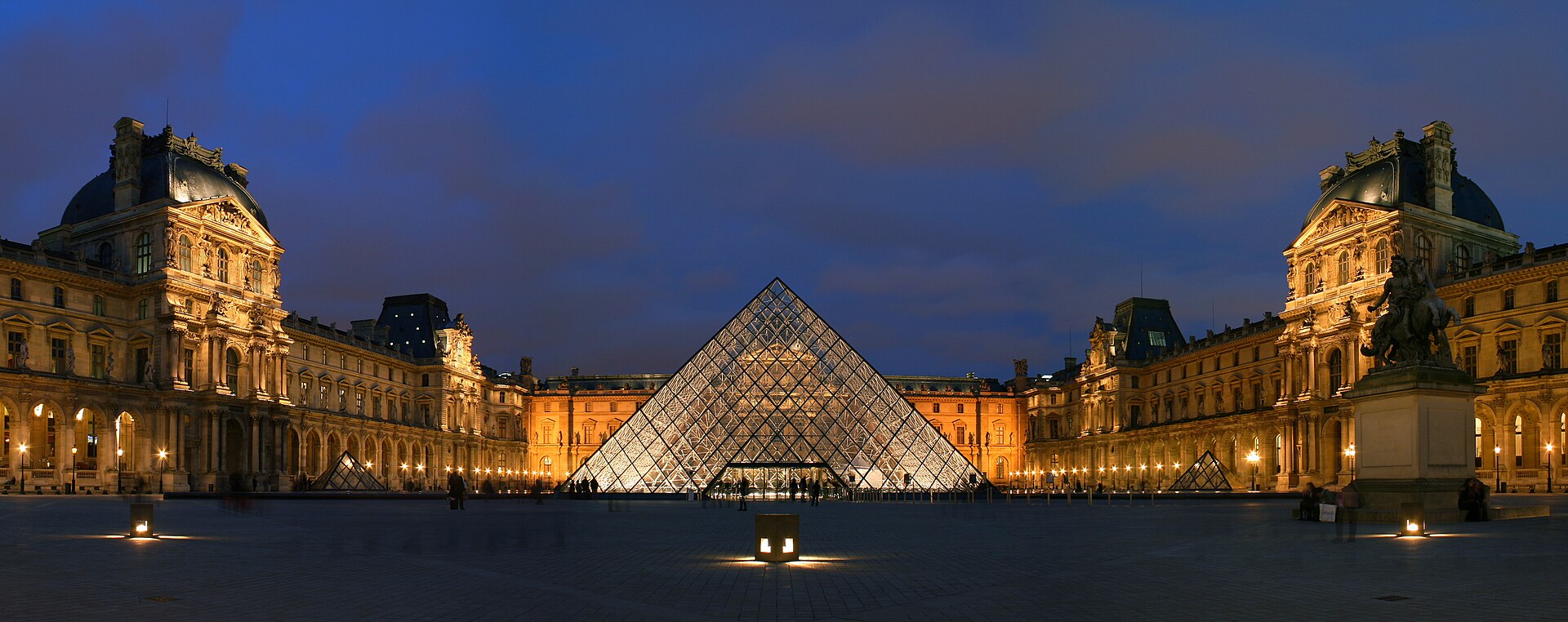 The glass pyramid in the courtyard of the Louvre