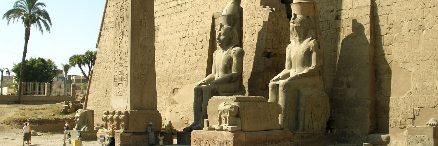 Columns and pylons of Luxor Temple in Luxor, Egypt