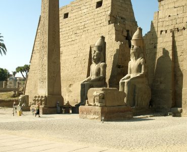 Columns and pylons of Luxor Temple in Luxor, Egypt
